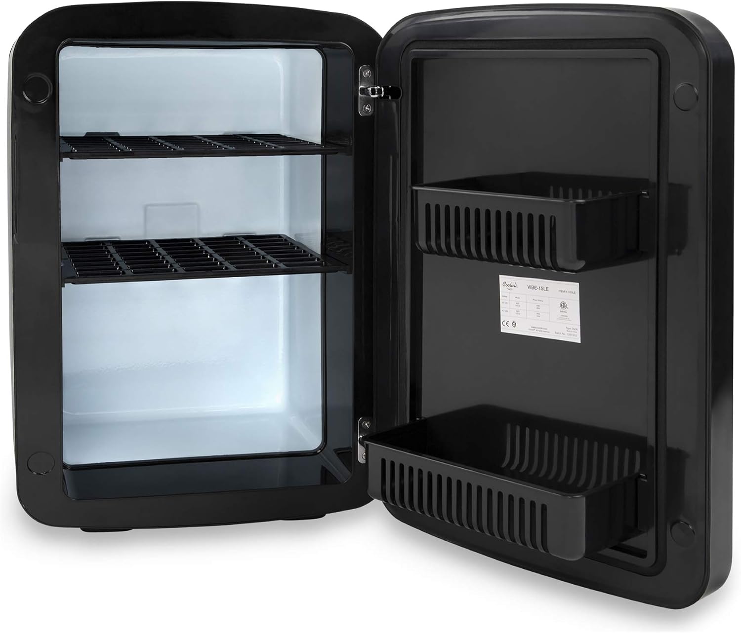 Cooluli 15L Mini Fridge with Magnetic Blackboard - Portable Small Refrigerator for Travel, Car & Office, V15LE2BK