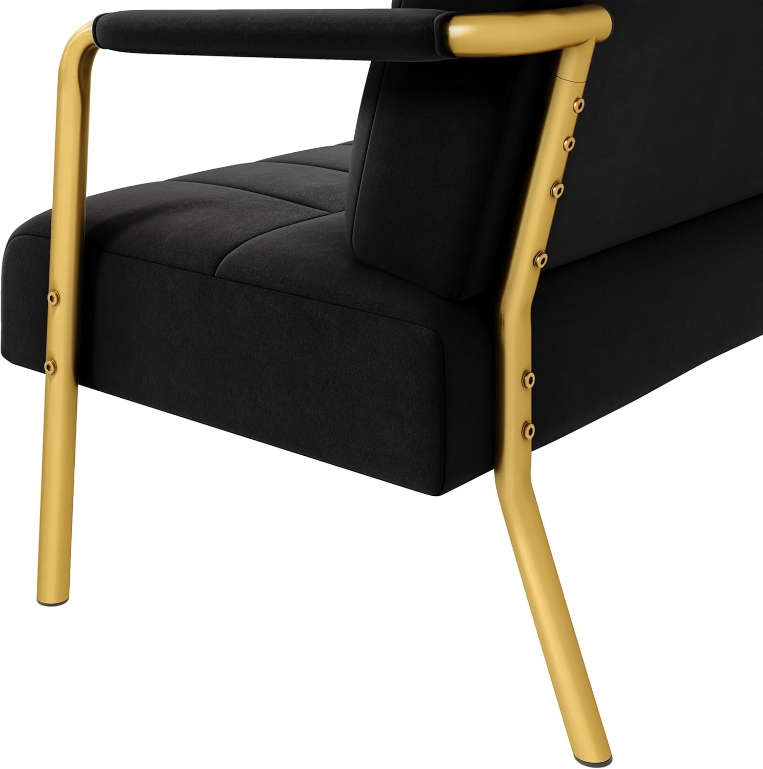 Yaheetech 30" W Accent Chair Velvet Oversized Armchair Living Room Chair with Golden Frame & Cozy Pillow for Living Room, Bedroom, Office Black