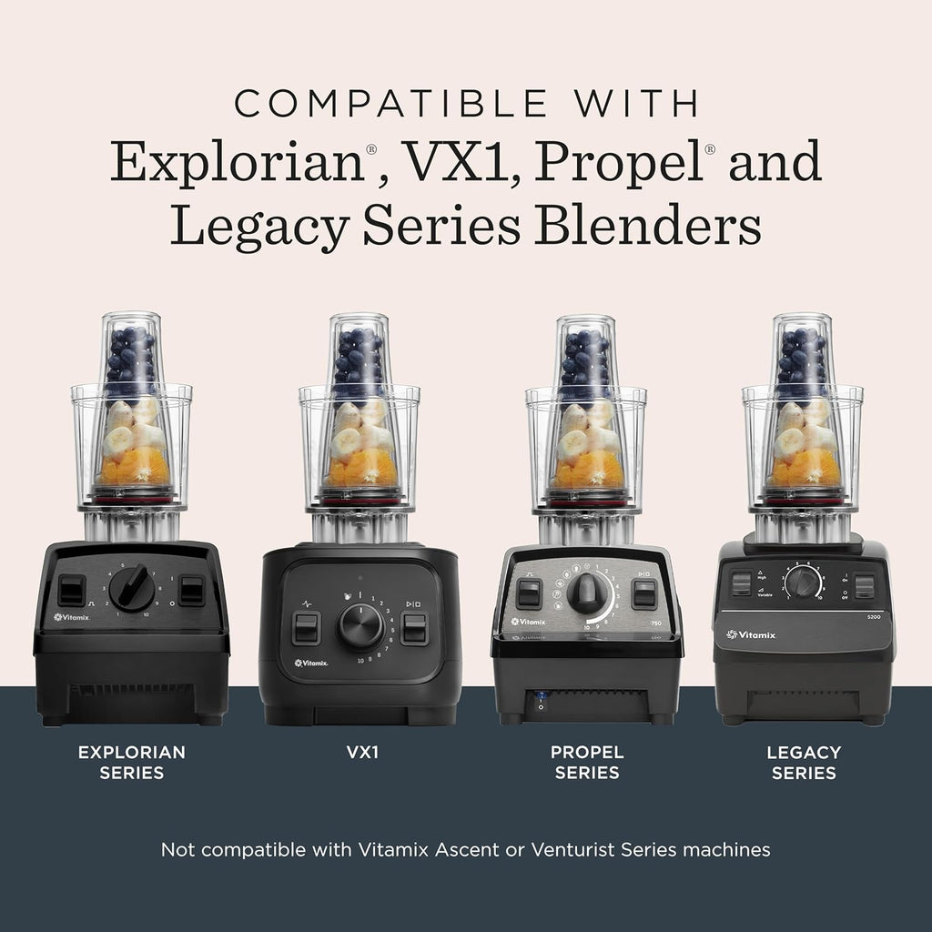 Vitamix Personal Cup Adapter, BPA-Free, Dishwasher-Safe, Two 20-Ounce Blender Cups, Two Lids, and One Blender Adapter with Stainless-Steel Blades, Not Compatible with Ascent or Venturist Series