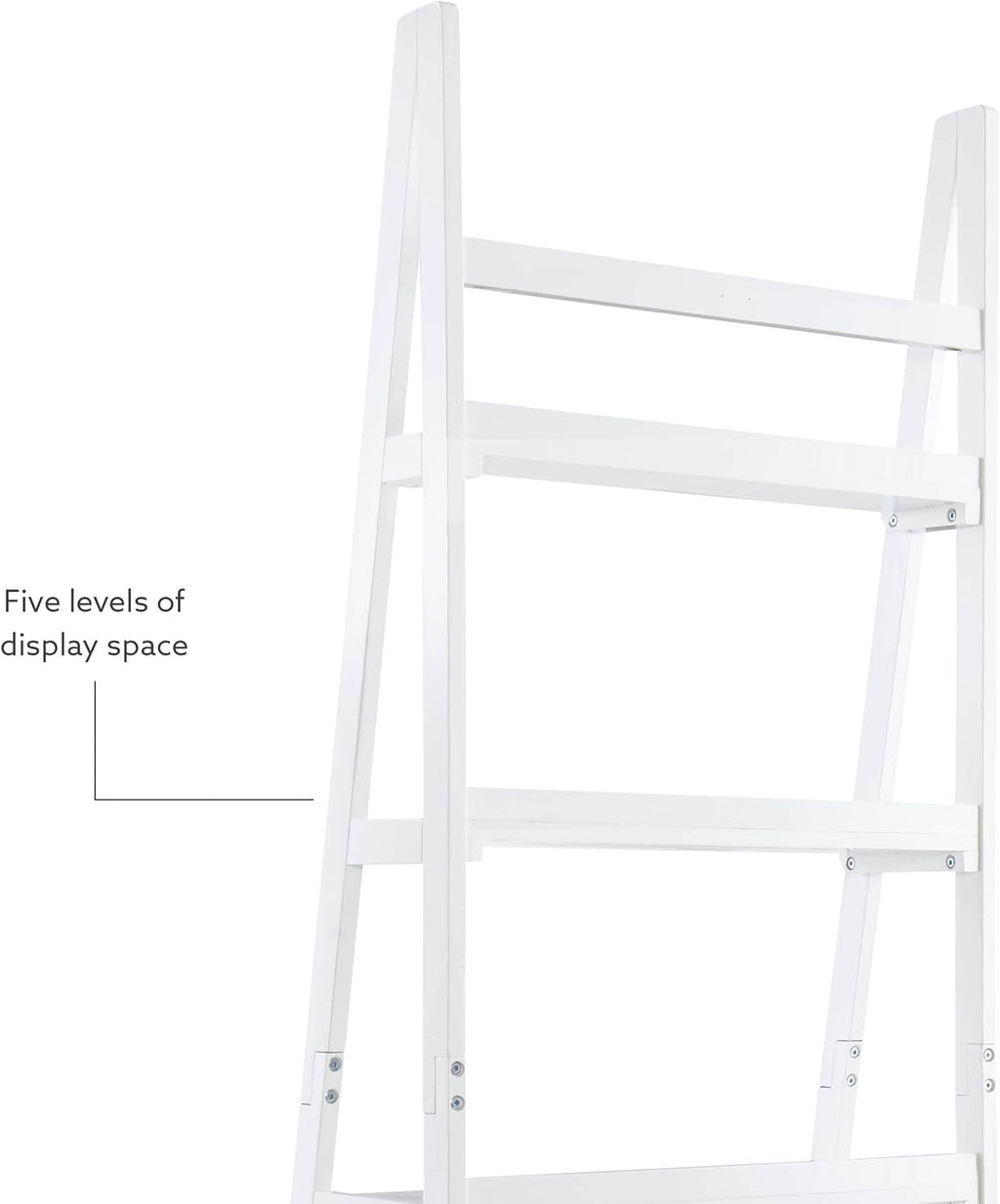 Melissa White Mid Century Five Shelf Ladder Bookcase by Linon