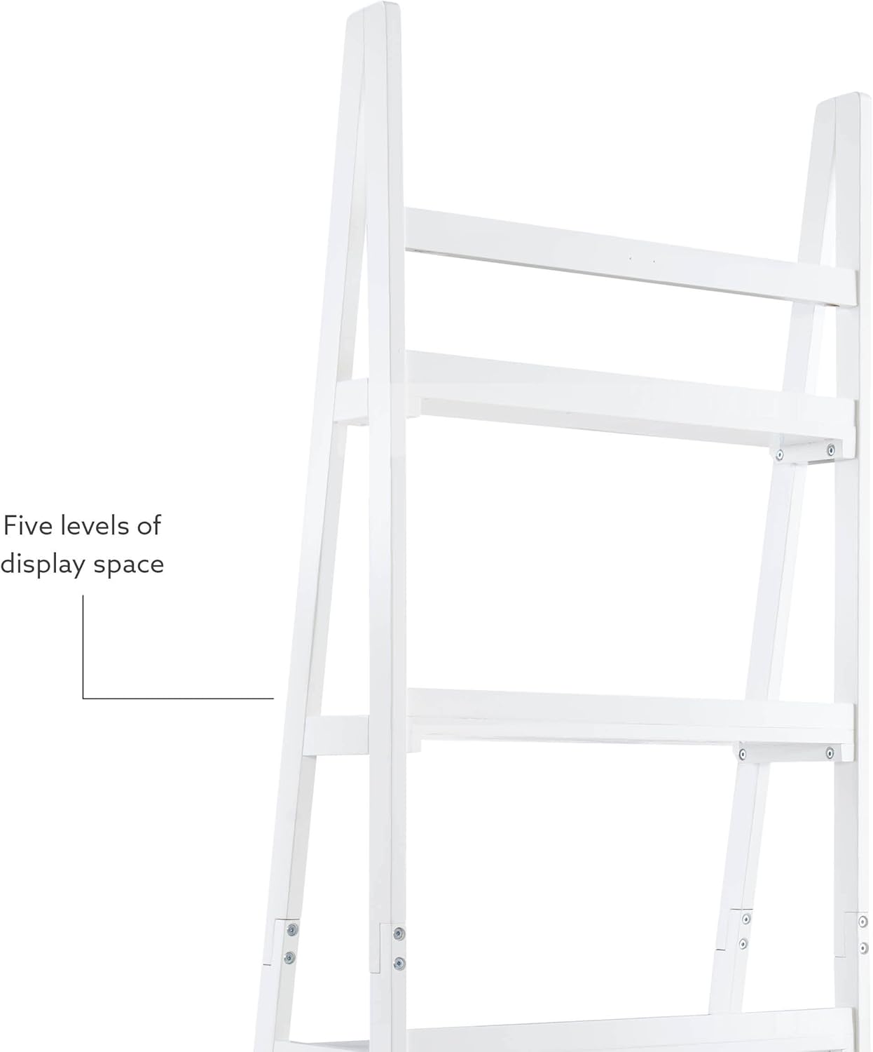 Melissa White Mid Century Five Shelf Ladder Bookcase by Linon