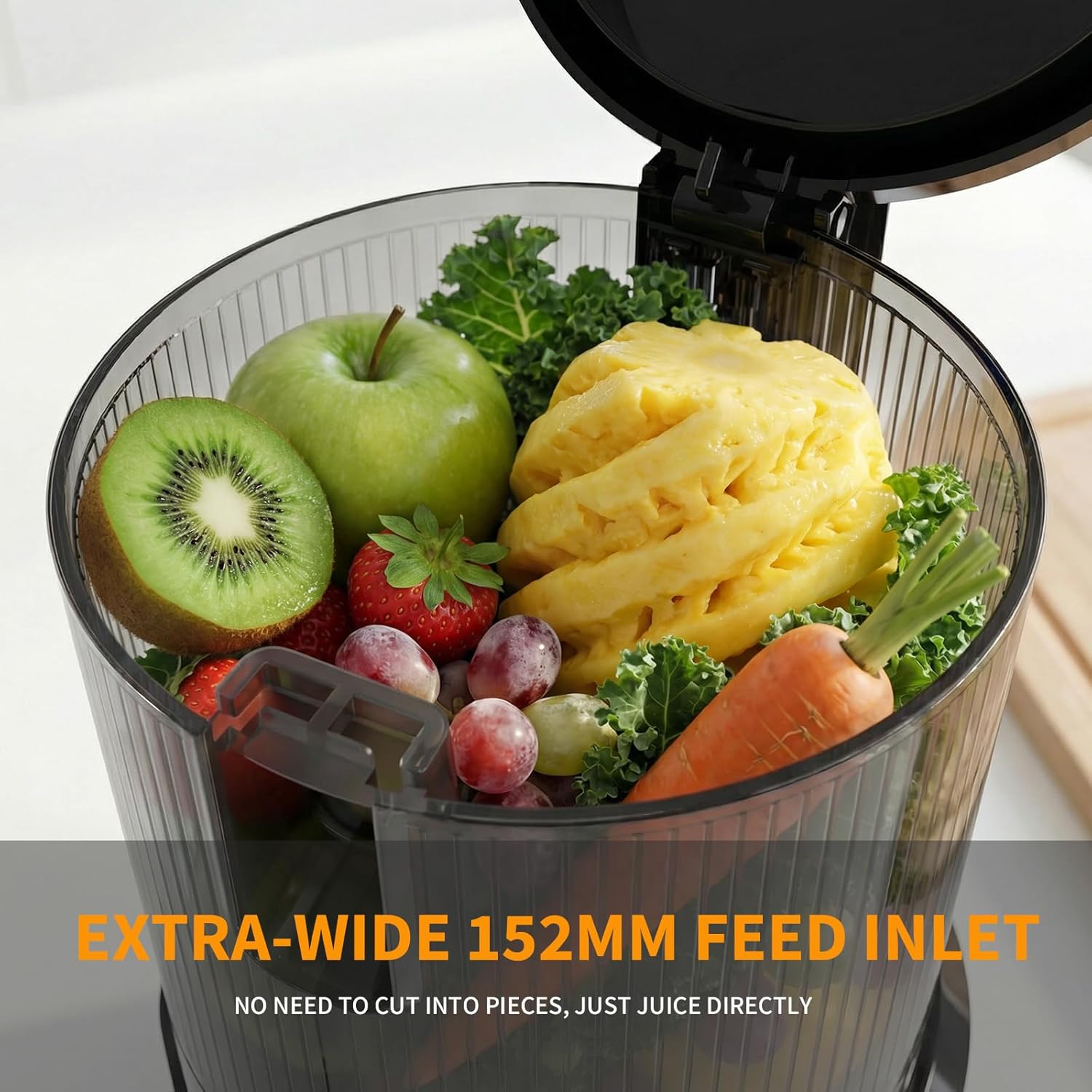 Juicer Machines, Cold Press Juicer with 6" Extra-Large Feed Chute, 400W Motor, High Juice Yield, Easy to Clean, Dishwasher Safe Parts, 3-in-1 for Juice, Nut Milk & Sorbet, Whole Fruits & Vegetables
