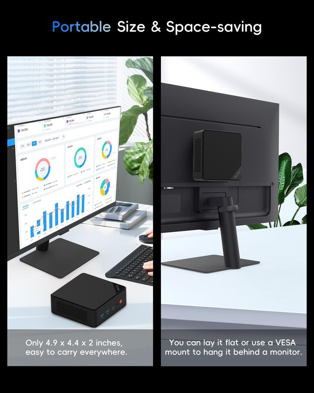 Mini PC, 1 Year Office 365, Intel Pentium Gold 6500Y (up to 3.4GHz), 16GB RAM 256GB SSD, Windows 11 Desktop Computers for Home Office Business Students, Triple 4K Display via USB-C/HDMI/DP, WiFi, BT