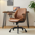 YFO Home Office Desk Chair Office Rubber Casters Ergonomic Computer Chair with Lumbar Support Adjustable Height Rolling Swivel Executive Task Armrests Chair . Brown Leather
