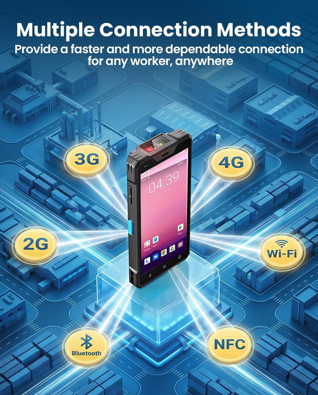 Eyoyo Wireless Android Barcode Scanner: Handheld 1D/2D/QR Code Scanner Mobile Computer, 5.5" Full Touchscreen, IP66 Rugged Android 12 PDA Warehouse Inventory Terminal with WiFi 5G, Bluetooth, GPS, NFC