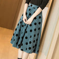 Women Casual Skirt 2023 Spring Autumn Korean Simple French Elegant Retro Office Dot Designed Female Corduroy Skirts
