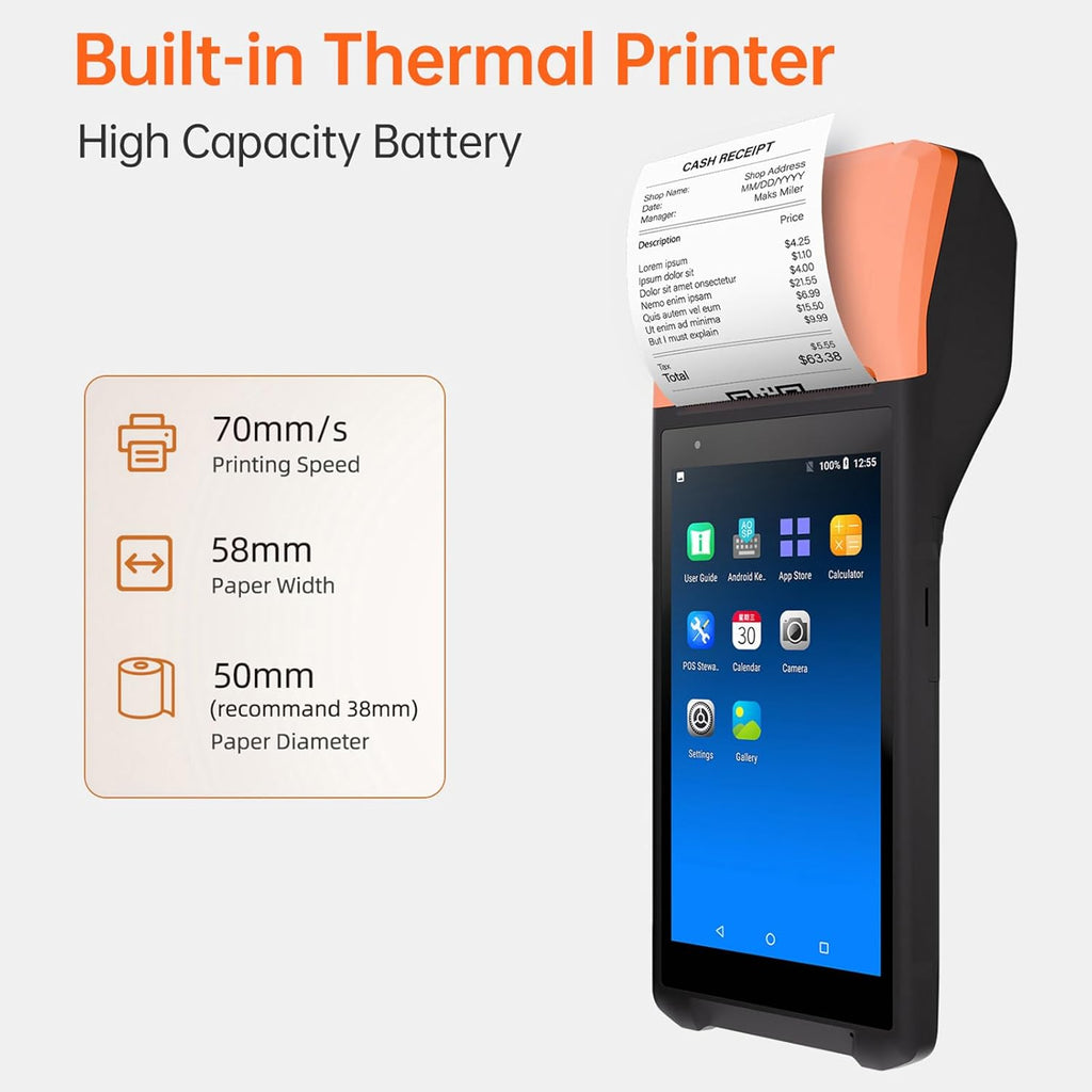 Bisofice Android 11.0 Barcode Scanner 2D 1D Handheld POS Terminal 5.5-inch Touchscreen PDA Scanner 2MP Camera for Warehouse Inventory Logistics Retail POS System