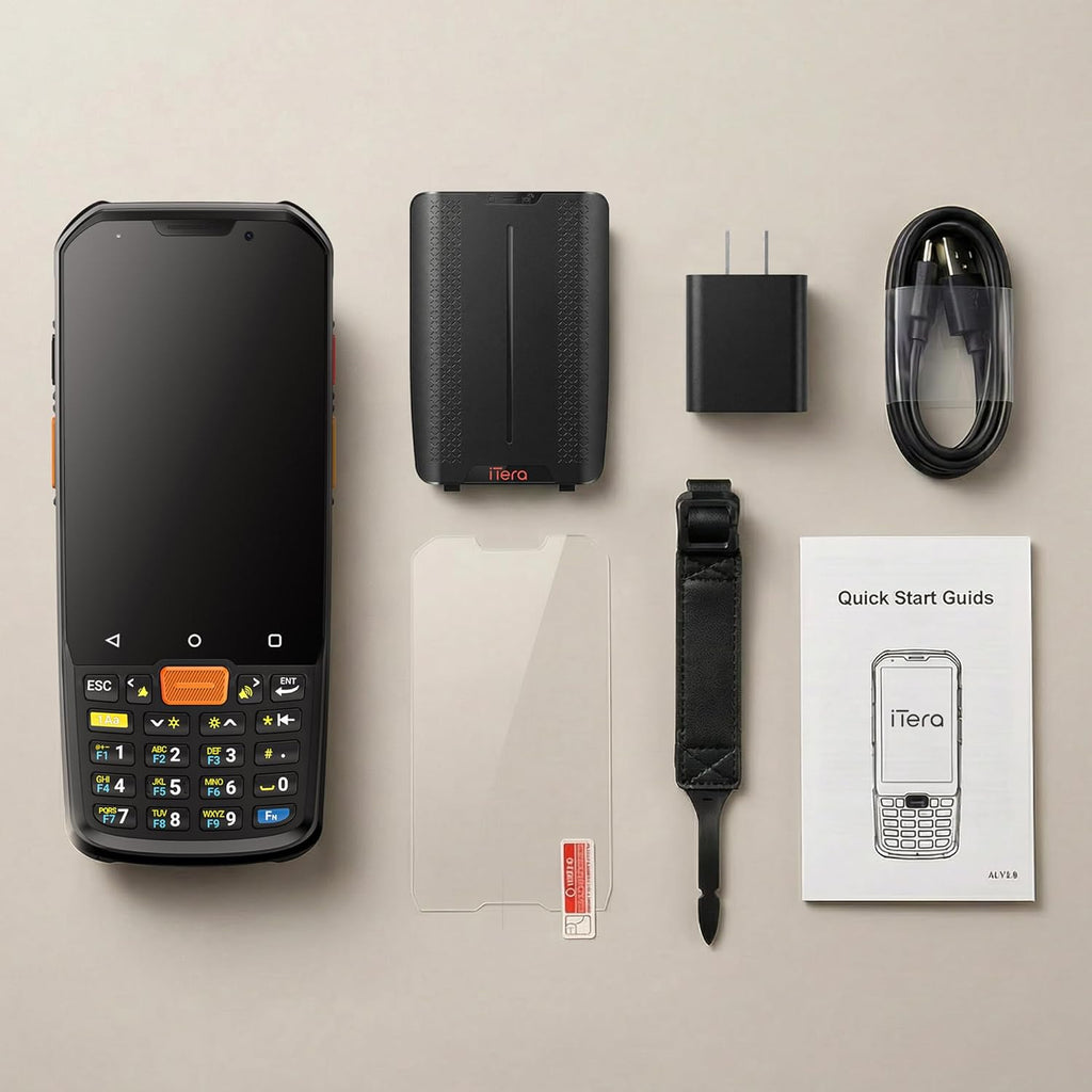 Android 13 Barcode Scanner PDA: HS7 Scan Engine 4" Touch Screen 21 Keys Keypad IP66 Waterproof 6FT Drop 5100mAh Battery with Fast Charging Warehouse Handheld Computer P300