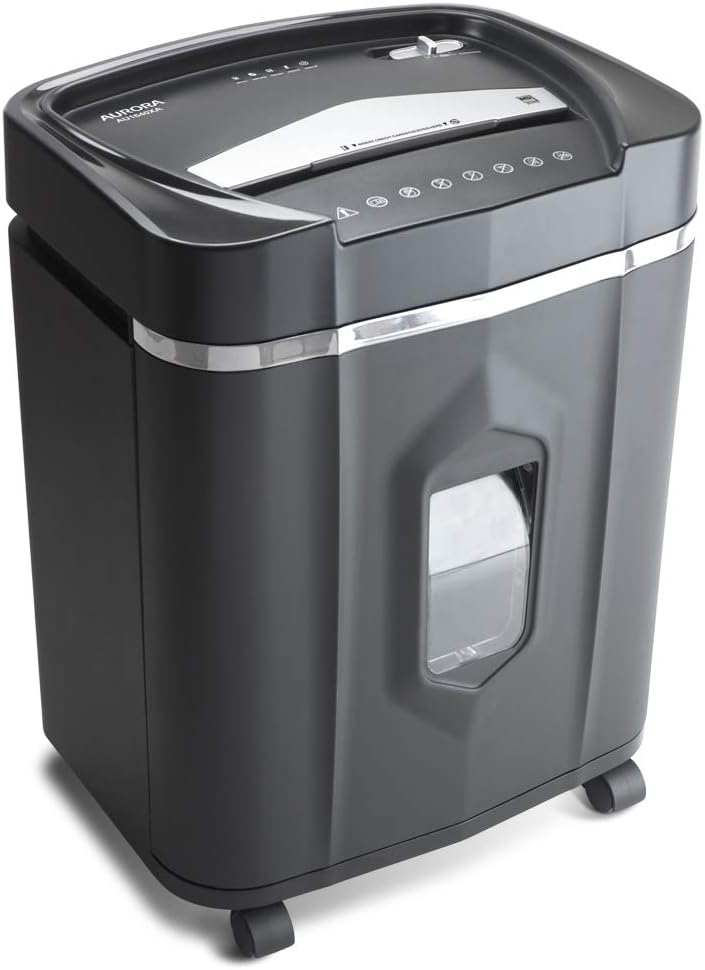 Aurora AU1640XA Anti-Jam 16 Sheet Crosscut Paper/CD and Credit Card/ 5 Gal Pullout Basket Shredder, 30 Minutes Continuous Run Time