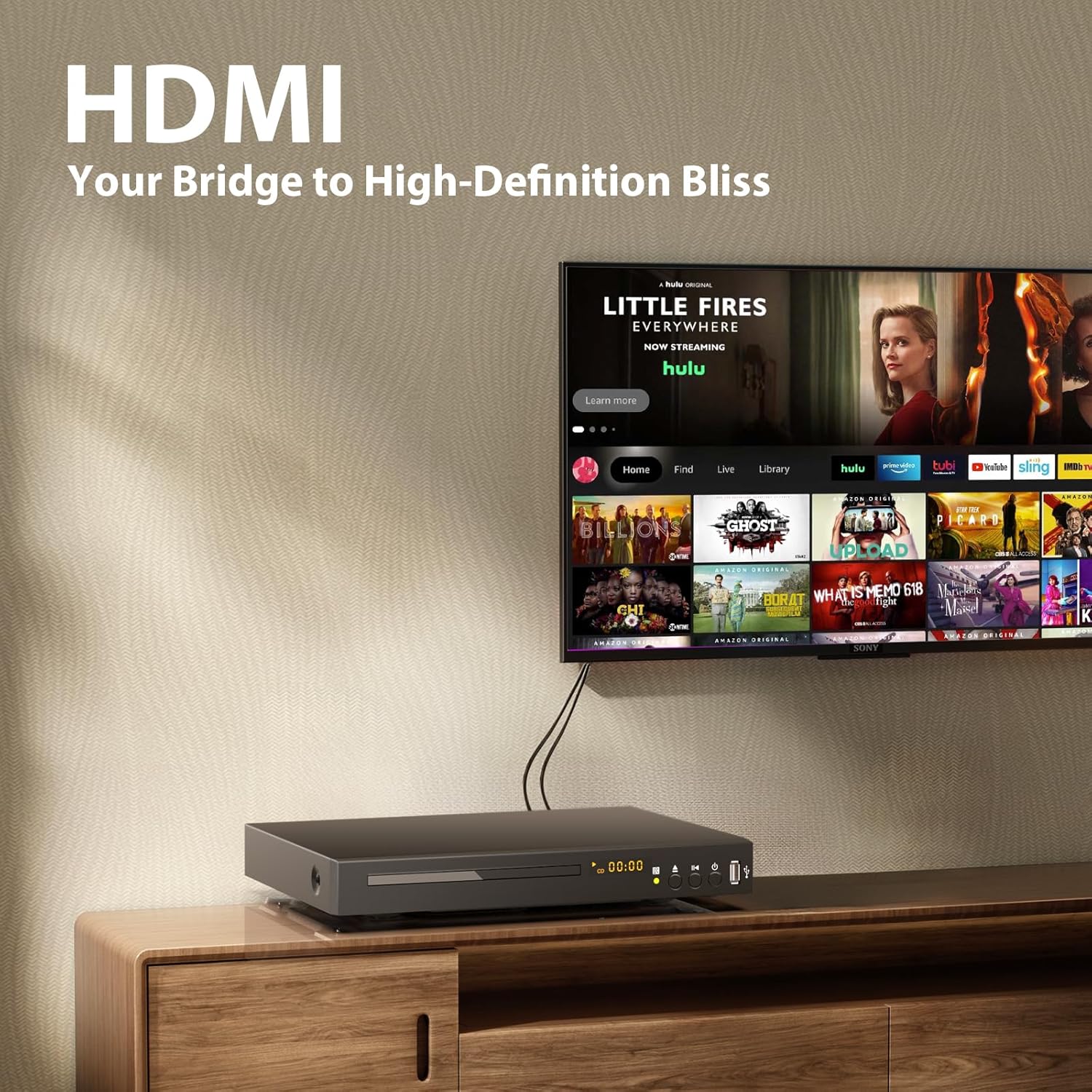 Blu Ray DVD Player Dolby Digital TrueHD/DTS and 1080P Full HD, Play All DVDs and Region A 1 Blu-Rays, Support Max 128G USB Flash Drive + HDMI/AV/Coaxial Output + Built-in PAL/NTSC with HDMI/AV Cable