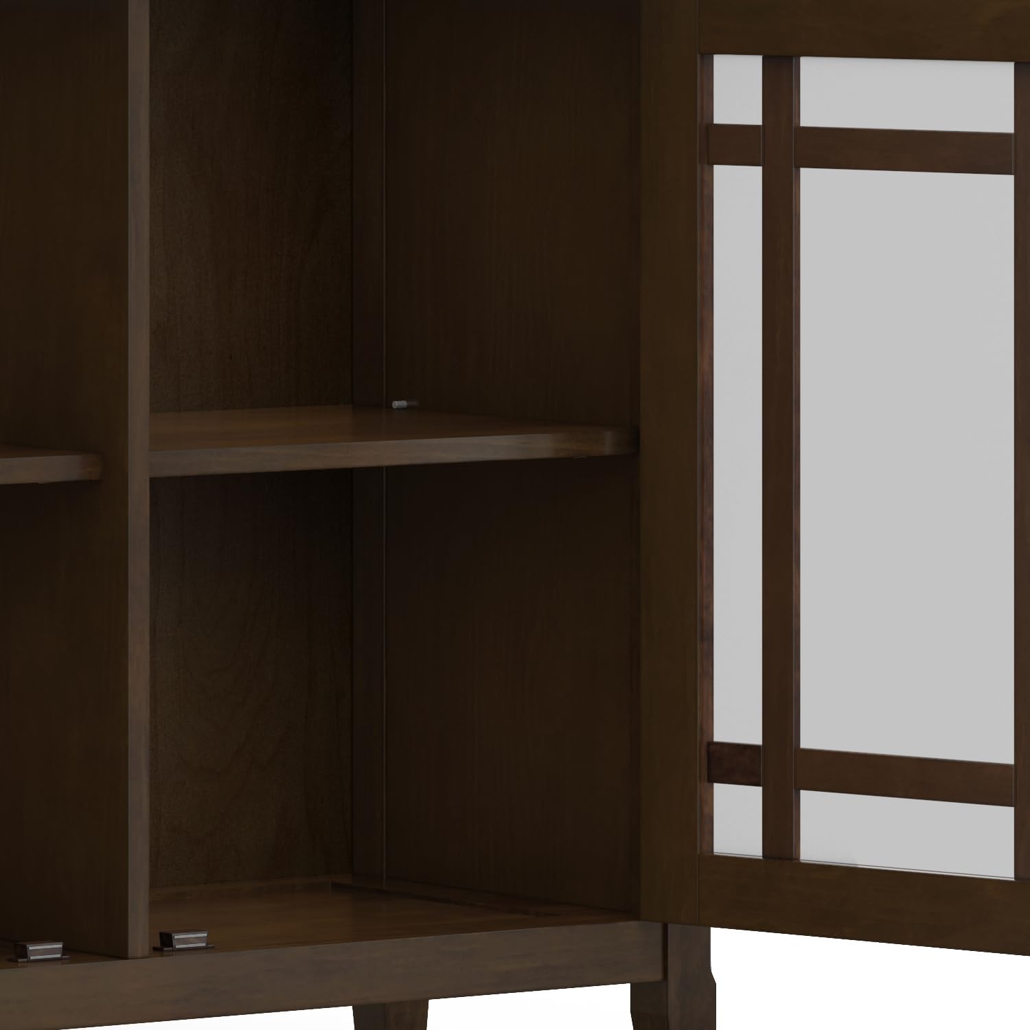SIMPLIHOME Bedford Storage Cabinet - 62 inch Wide Solid Wood Sideboard Cabinet in Dark Tobacco Brown, Transitional Buffet for Living Room, Dining Room, or Entryway with Glass Doors and Shelves