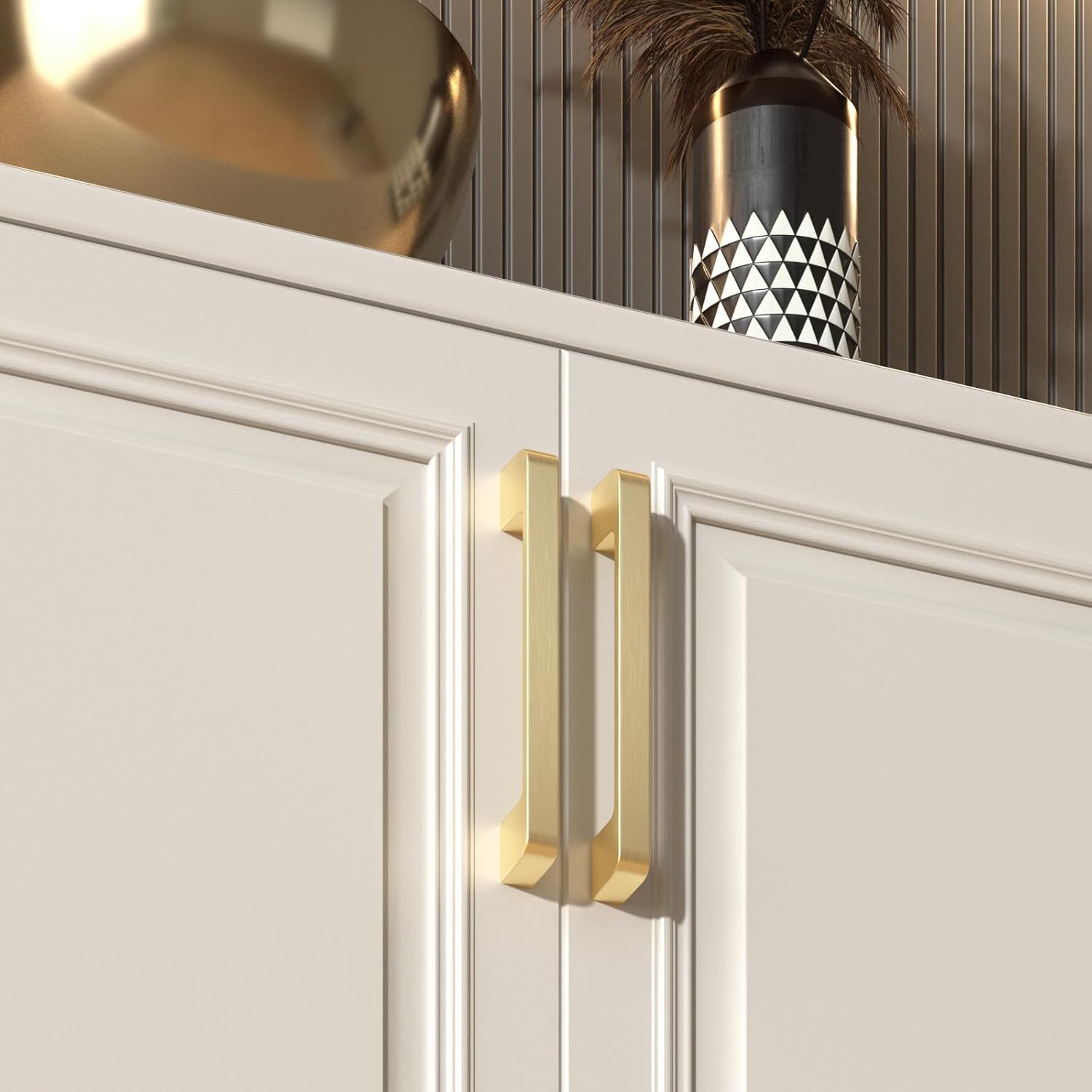 30 Pack 5 Inch Brushed Gold Cabinet Pulls Solid Zinc Alloy Gold Cabinet Handles - Brushed Brass Dresser Drawer Pulls for Kitchen Cabinet Hardware Zinc Alloy Handles