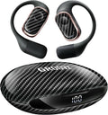 Groovz Open-Ear Plus True Wireless Headphones with Battery Display - Designed & Engineered in the USA - Multi-Point Pairing Bluetooth Open Ear Earbuds Compatible with Apple & Android - Carbon Fiber