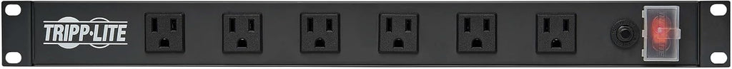 Tripp Lite 12-Outlet Rack Mount Power Strip PDU, Six Front & Six Rear Facing Outlets, 15A, 120V, 15ft Cord with Right-Angle Plug, Horizontal 1U Rack Mount, Black