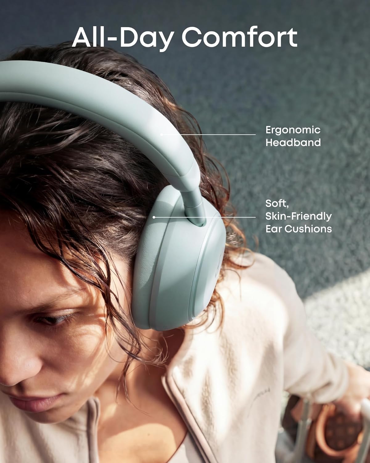 Soundcore Space 2 by Anker, Active Noise Cancelling Headphones, Comfortable Fit, 50H Playtime, LDAC Hi-Res Wireless Audio, Dual Connection, Clear Calls, Bluetooth 6.1, Nap Mode, Wearing Detection