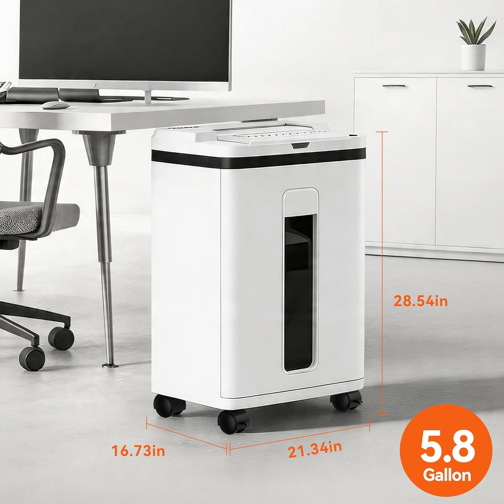 200-Sheet Auto Feed Paper Shredder, Touchscreen Heavy Duty Shredders, 40 Min Non-Stop, P-5 Ultra Security Commercial Shredder for Home Office, Micro Cut with Wheels, 5.8 Gal Bin,