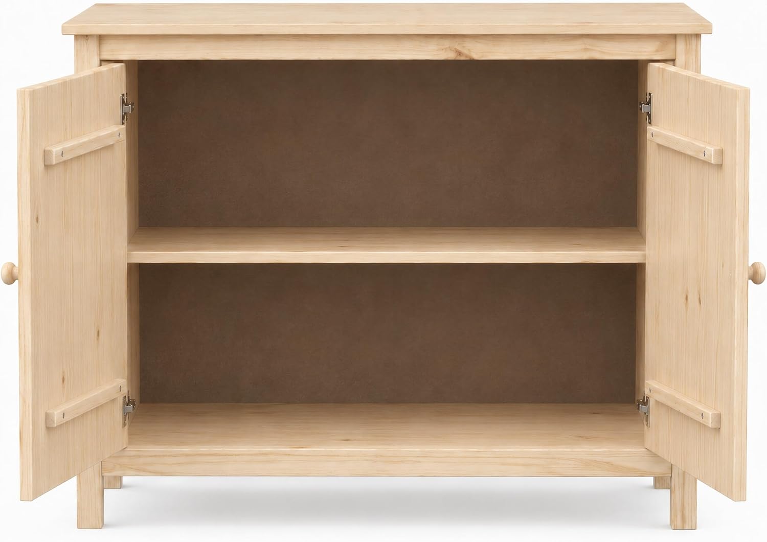 From the Tree Furniture 44" Wide Solid Pine Shaker Sideboard Buffet Cabinet — Natural Unfinished — 2 Doors Adjustable Shelf — No Drawer · Anti-Tip Included — Stain-Ready for Dining Room & Kitchen