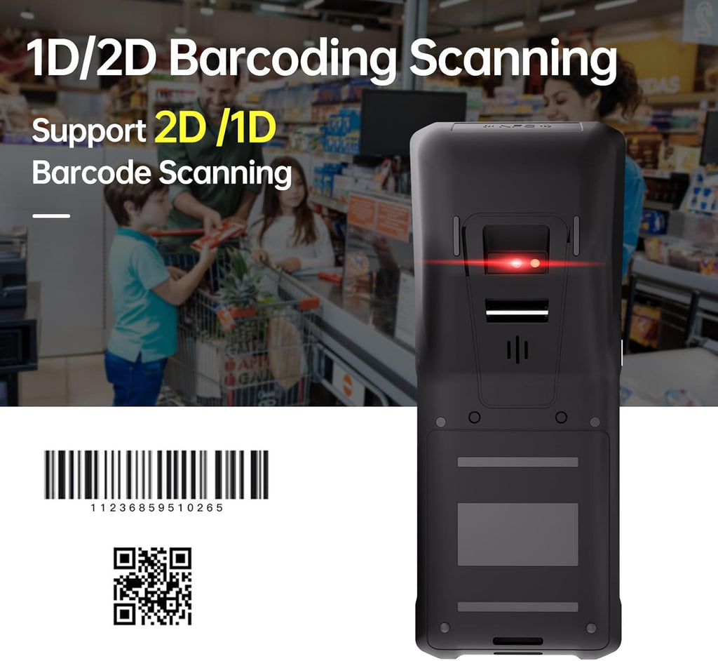 Bisofice Android 11.0 Barcode Scanner 2D 1D Handheld POS Terminal 5.5-inch Touchscreen PDA Scanner 2MP Camera for Warehouse Inventory Logistics Retail POS System