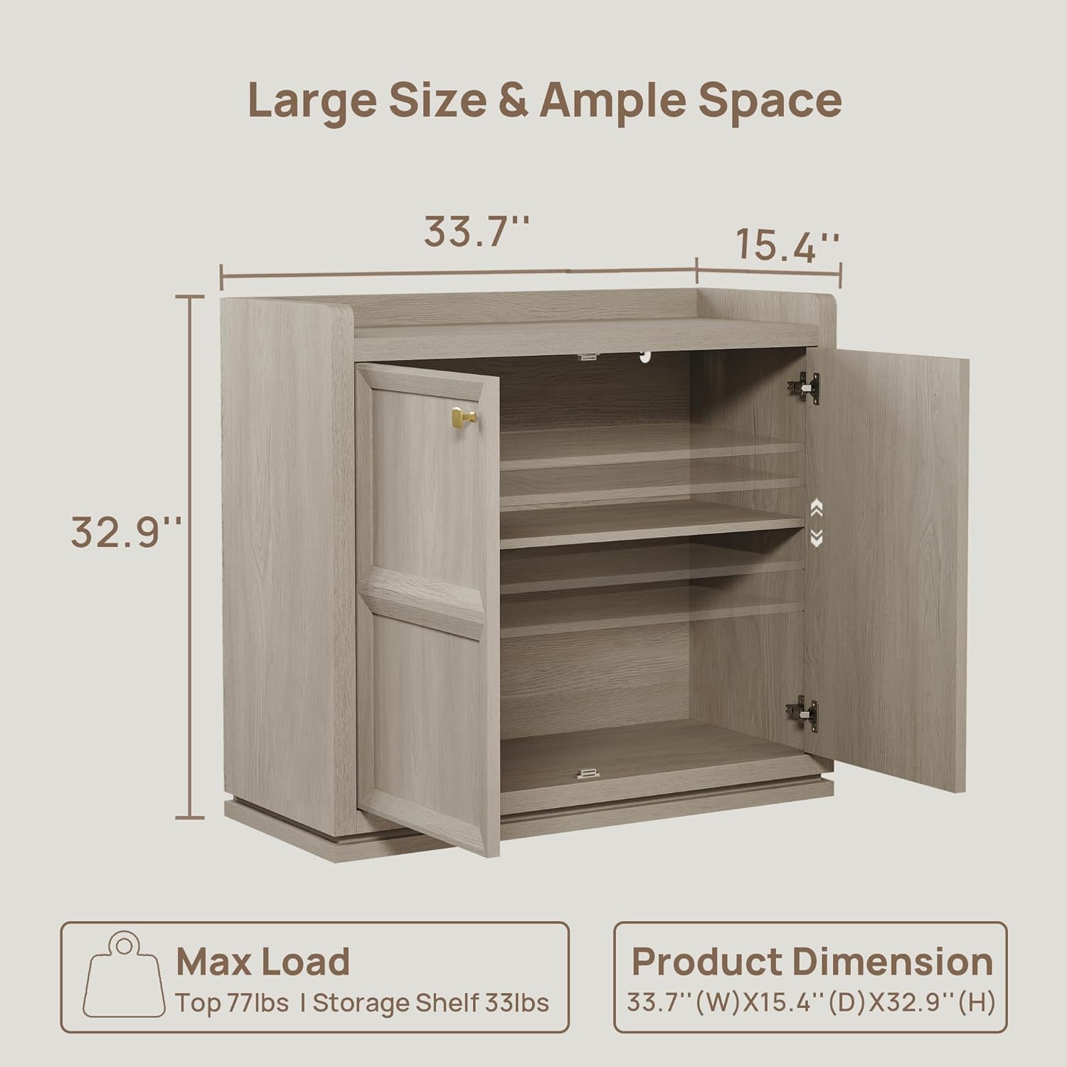 SICOTAS Buffet Cabinet with Storage 101" Sideboard Accent Storage Cabinet for Bedroom Dining Room Living Room Entryway with Doors & Shelves Modern Buffet Table with Golden Handle Credenza Side Board