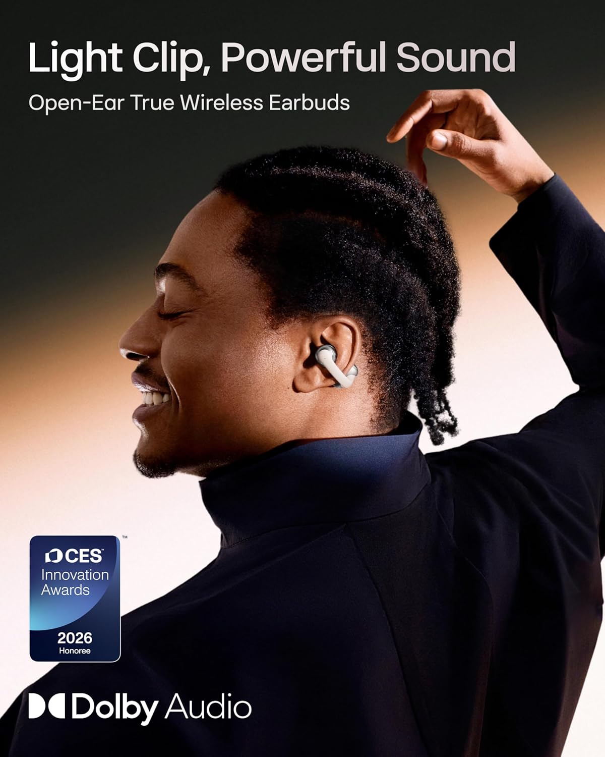 SHOKZ OpenDots ONE-Open-Ear Headphones, Clip-On Earbuds-Wireless Bluetooth Earbuds with Microphone-Secure, Lightweight, Comfort-Premium Dolby Audio-Water Resistant-Fast Charging-Up to 40 hrs Playtime