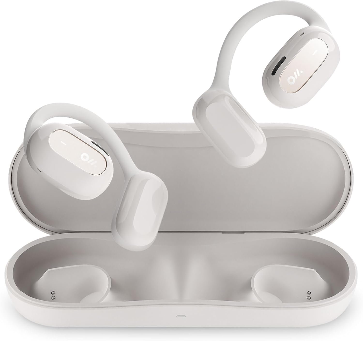Oladance OWS2 Open Ear Wireless Headphones, Memory Titanium Frame, Virtual Bass 2.0, 16.5mm Drivers, 19H Battery, IPX4 Waterproof, Touch Controls, Bluetooth 5.3, Multi-Point Pairing (White)