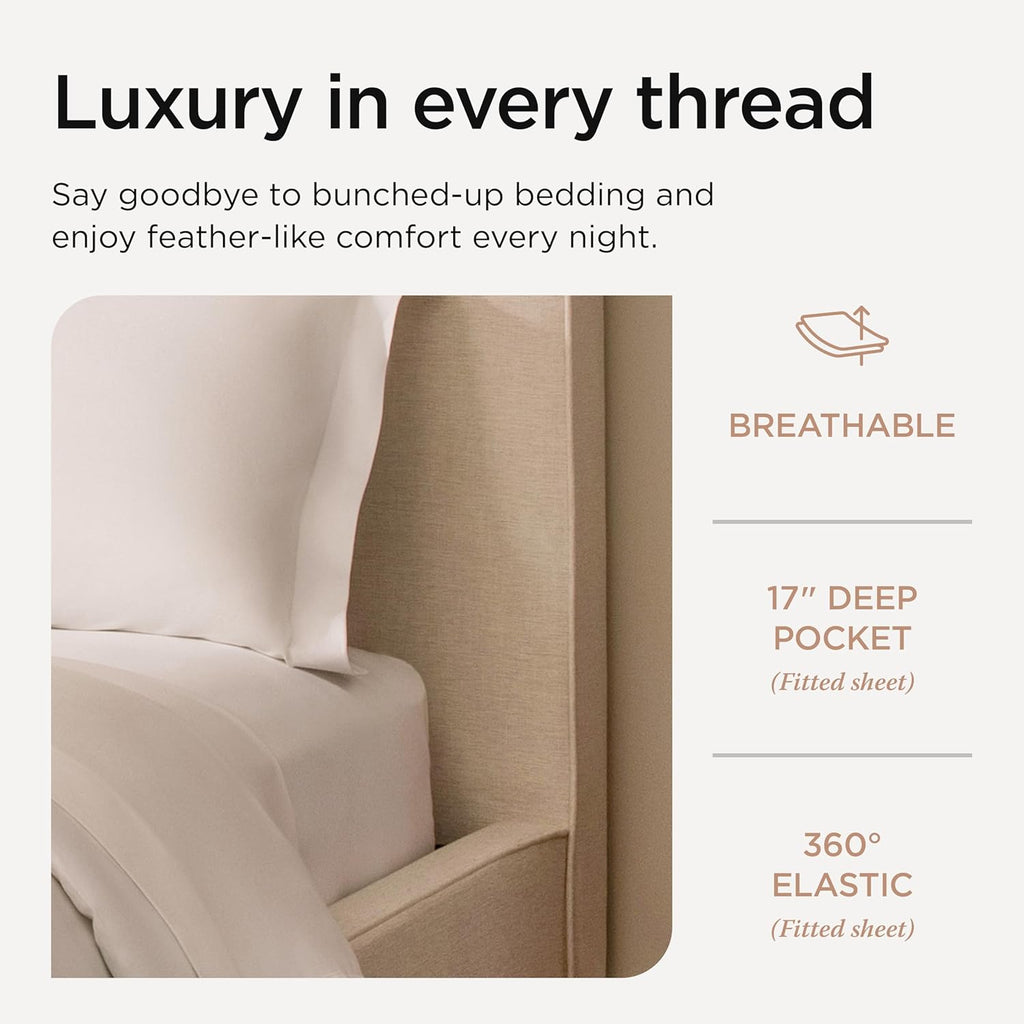 Threadmill 100% American Certified Supima Cotton Sheets King Size - 1200 Thread Count, 4Pc King Size Sheets Set, Smooth Sateen, Ultra Luxury Bed Sheets, 17" Deep Pocket King Sheet Set - White Sheets