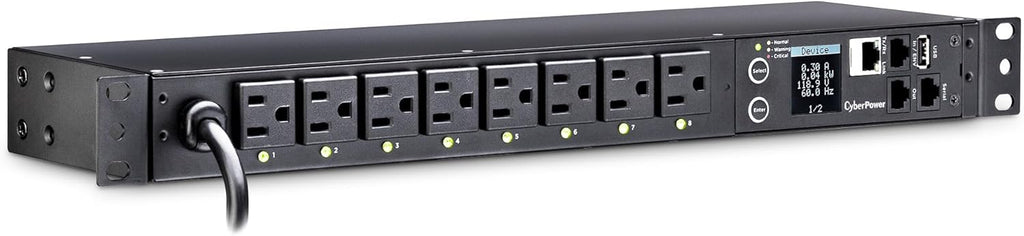 CyberPower PDU41001 Switched PDU, 100-120V/15A (Derated to 12A), 8 Outlets, 1U Rackmount