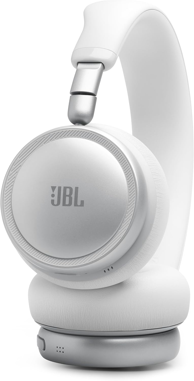 JBL Live 680NC - Wireless on-Ear True Adaptive Noise Cancelling Headphones, JBL Signature Sound with Hi-Res Audio, 2-mic Perfect Calls 2.0 with AI-Trained Algorithm, & Personi-Fi 3.0 (White)