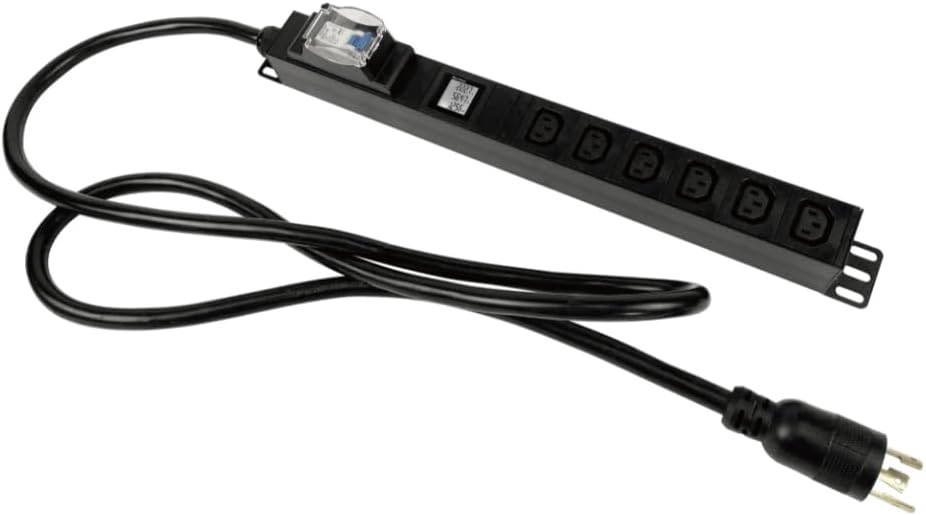 Metered-Breaker PDU, 240V, L6-30P, 30A, 7200W, 6 C13 Outlets, Crypto Mining, Data Center, ASIC/RIGS, Rack Mountable