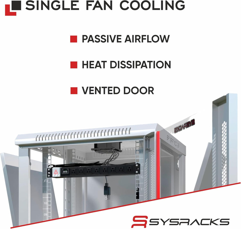 9U Wall Mount Server Rack Cabinet, 19” Locking Network Rack, 24” Deep, Glass Door, with Fan, PDU and Shelf