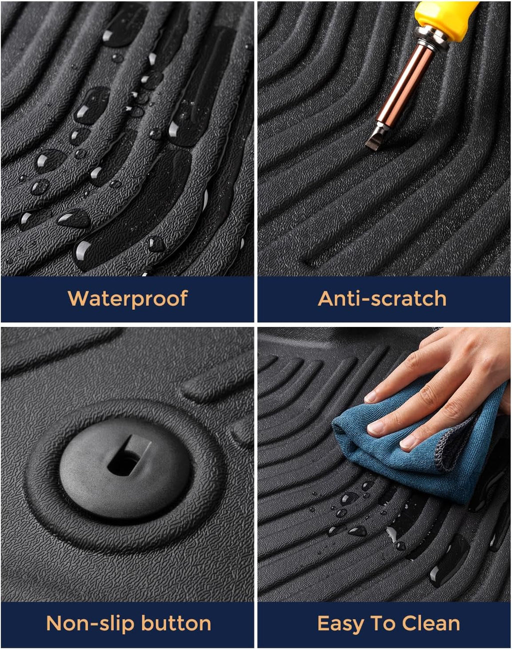 CreekT® for Hyundai Kona Floor Mats 2018-2023 (No for EV),All Weather Heavy Duty Waterproof Floor mats & Cargo Liner for Hyundai Kona Accessories SE SEL N Limited Preferred