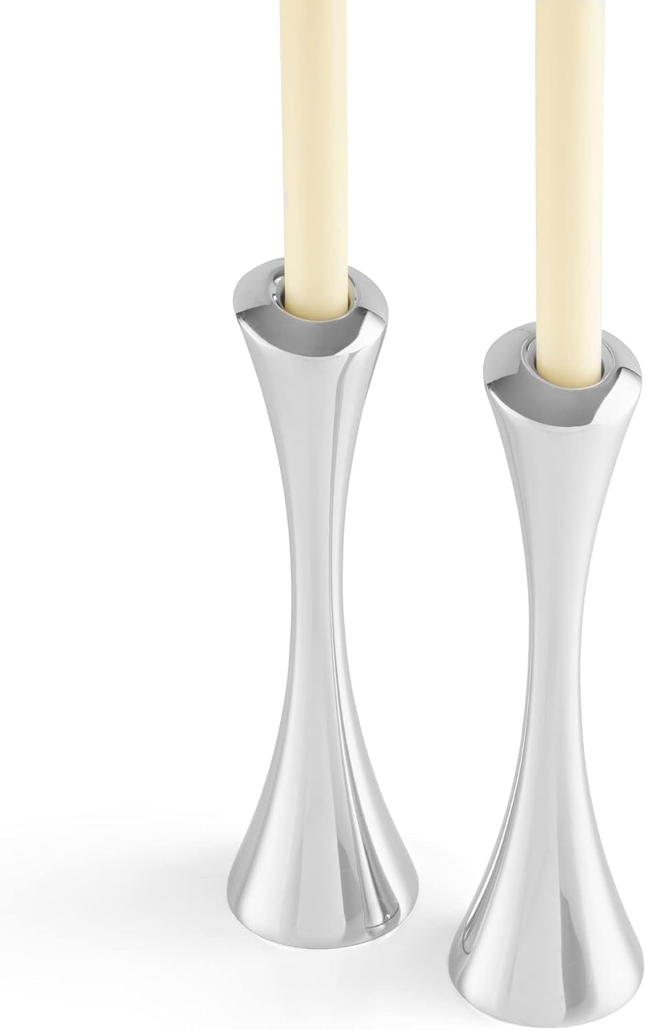 nambe Aquila Candlestick Holders | 2-Pc Set | Metal Taper Candle Holder | Modern Decorative Centerpieces | Candlestick Holders for Table, Mantel, or Wedding Gift (Silver)