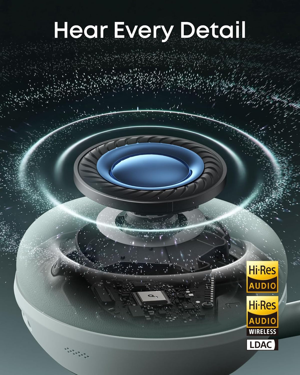 Soundcore Space 2 by Anker, Active Noise Cancelling Headphones, Comfortable Fit, 50H Playtime, LDAC Hi-Res Wireless Audio, Dual Connection, Clear Calls, Bluetooth 6.1, Nap Mode, Wearing Detection