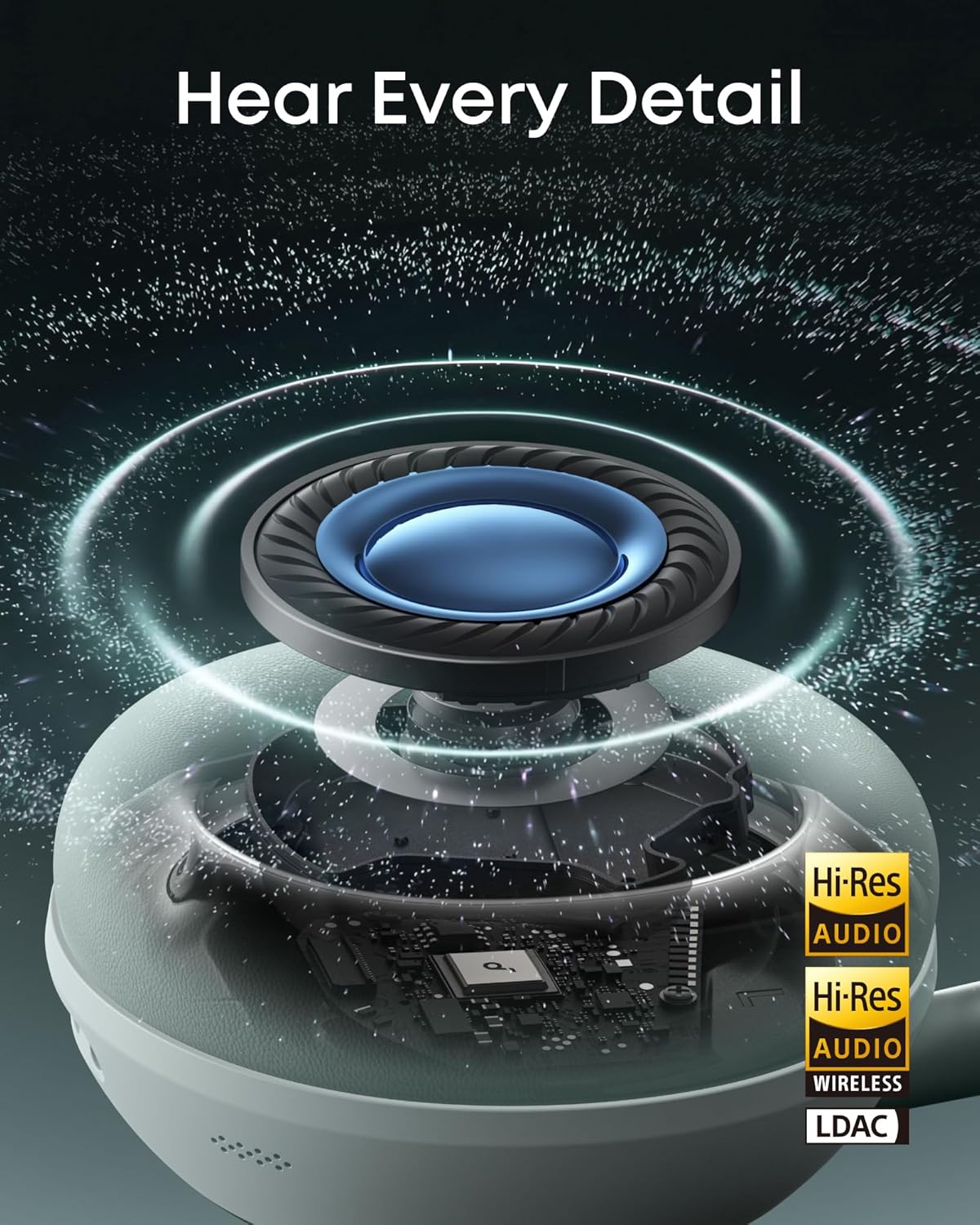 Soundcore Space 2 by Anker, Active Noise Cancelling Headphones, Comfortable Fit, 50H Playtime, LDAC Hi-Res Wireless Audio, Dual Connection, Clear Calls, Bluetooth 6.1, Nap Mode, Wearing Detection