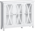 HOMCOM Modern Kitchen Sideboard, Buffet Cabinet with 2 Storage Cupboard, Glass Doors for Living Room, Bedroom, White