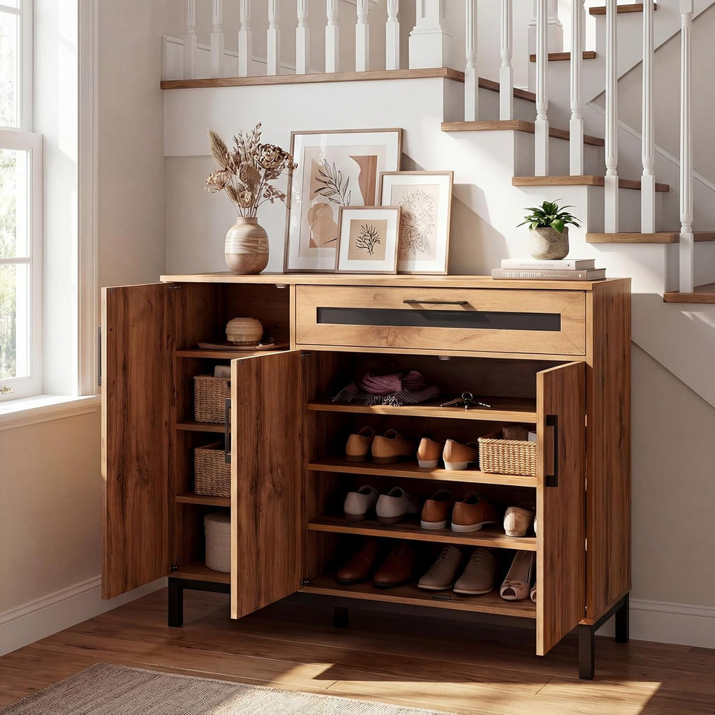 Giantex 48" Buffet Cabinet with Storage, 3-Door Large Farmhouse Sideboard with Drawer, Removable Shelves, Accent Buffet Table for Entryway Coffee Bar, Kitchen, Entryway, Living Room