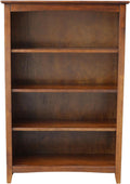 Solid Wood Bookcase 48" High, Adjustable Shelves, Parawood Construction, Easy Assembly, Kitchen/Dining Storage Furniture