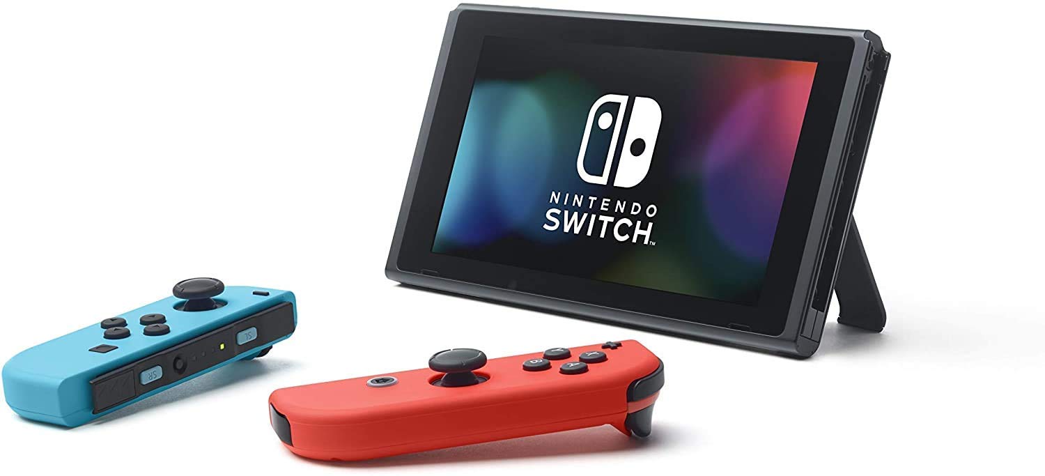 Newest Nintendo Switch w/ Neon Blue & Neon Red Joy-Con + Mario Kart 8 Deluxe Game, 6.2" Touchscreen LCD Display, 802.11AC WiFi, Bluetooth 4.1 - Red and Blue + AllyFlex 128GB Micro SD (Renewed)