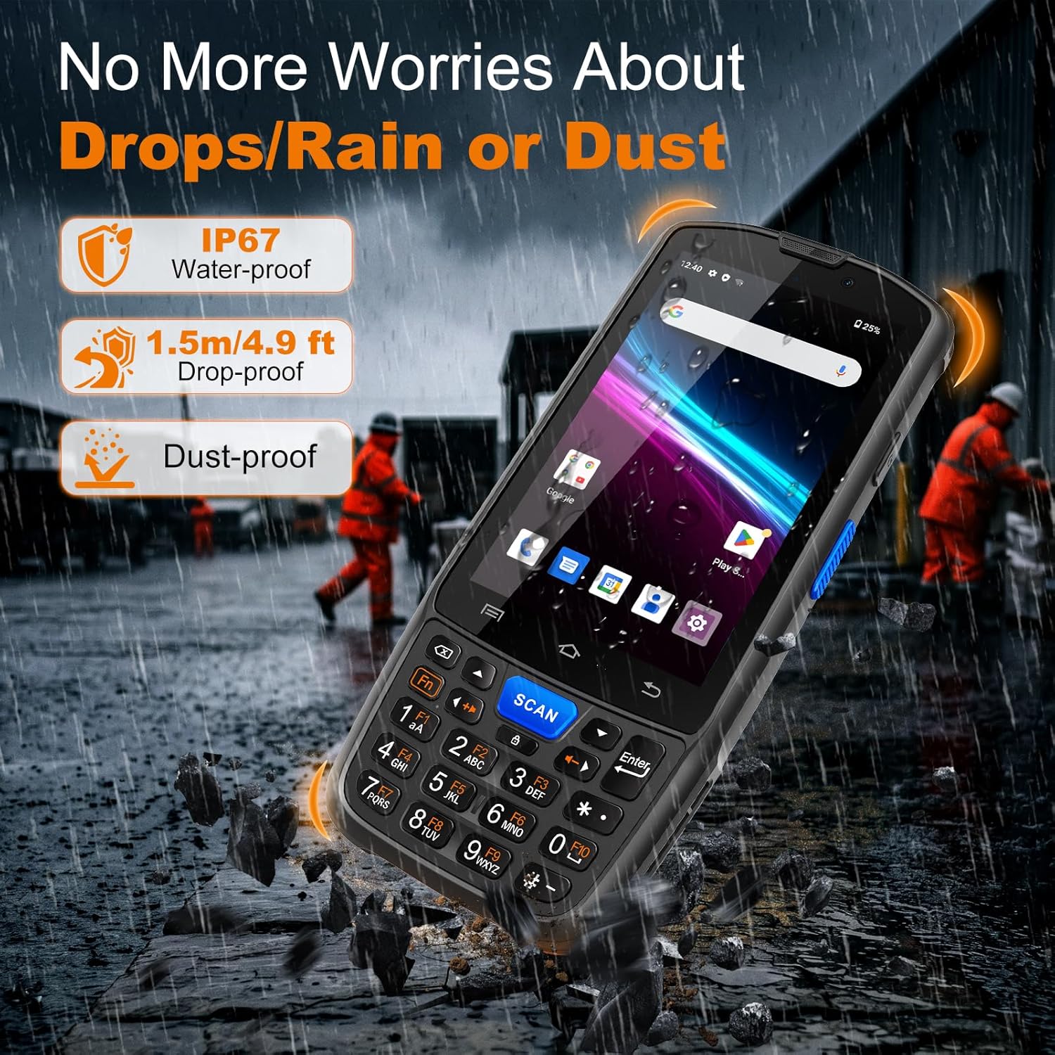 FARSET F7 Android 14 Barcode Scanner PDA, 4GB RAM 64GB ROM, HW-N6603 1D/2D/QR Scan Engine, NFC, 5000mAh Removable Battery, IP67 Rugged for Warehouse & Logistics, 2026
