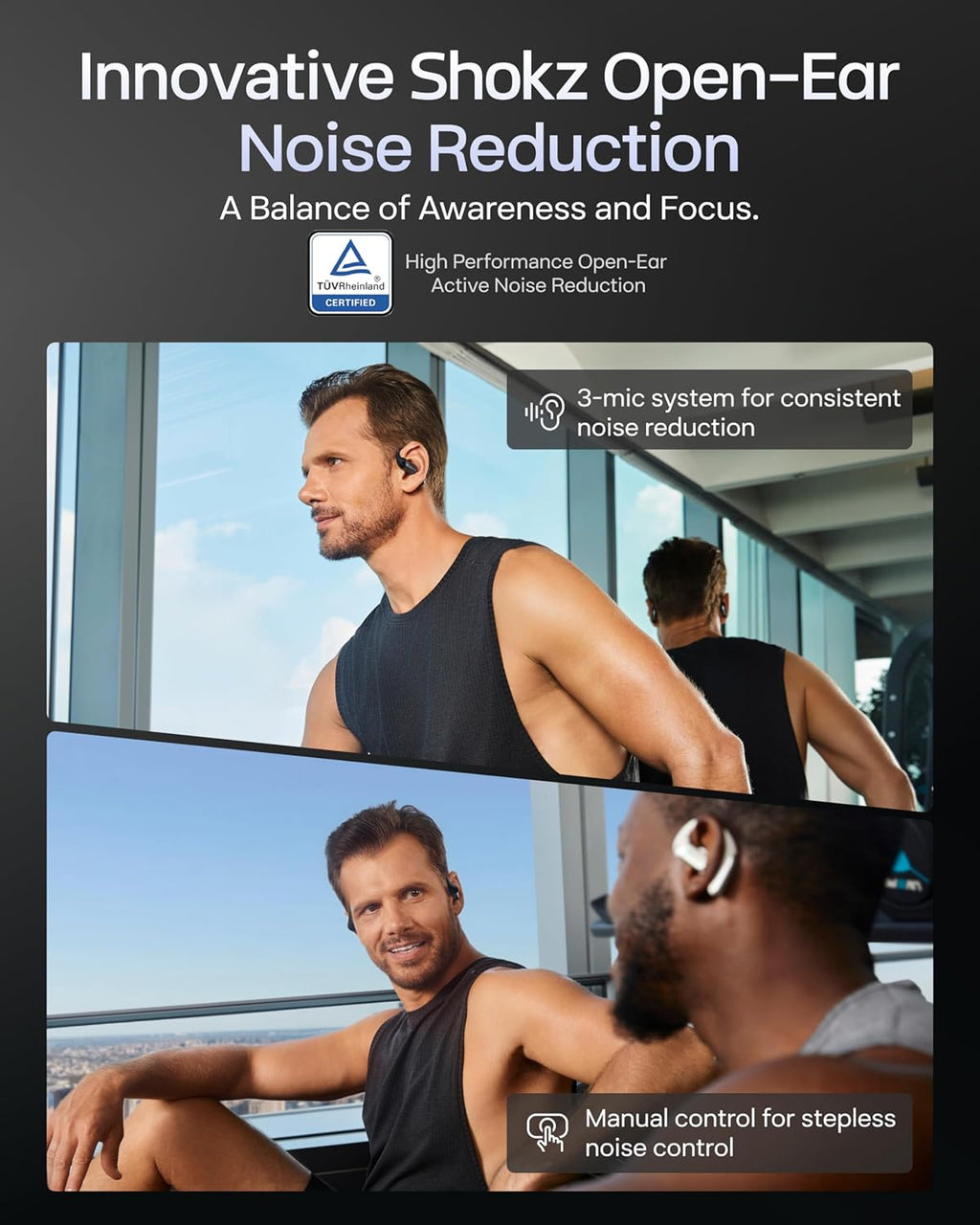 SHOKZ OpenFit Pro Open-Ear True Wireless Earbuds with Open-Ear Noise Reduction, Optimised for Dolby Atmos, Deep Bass, 50H Playtime, AI-Powered Clear Calls for Work, Sport, Bluetooth 6.1, IP55, White
