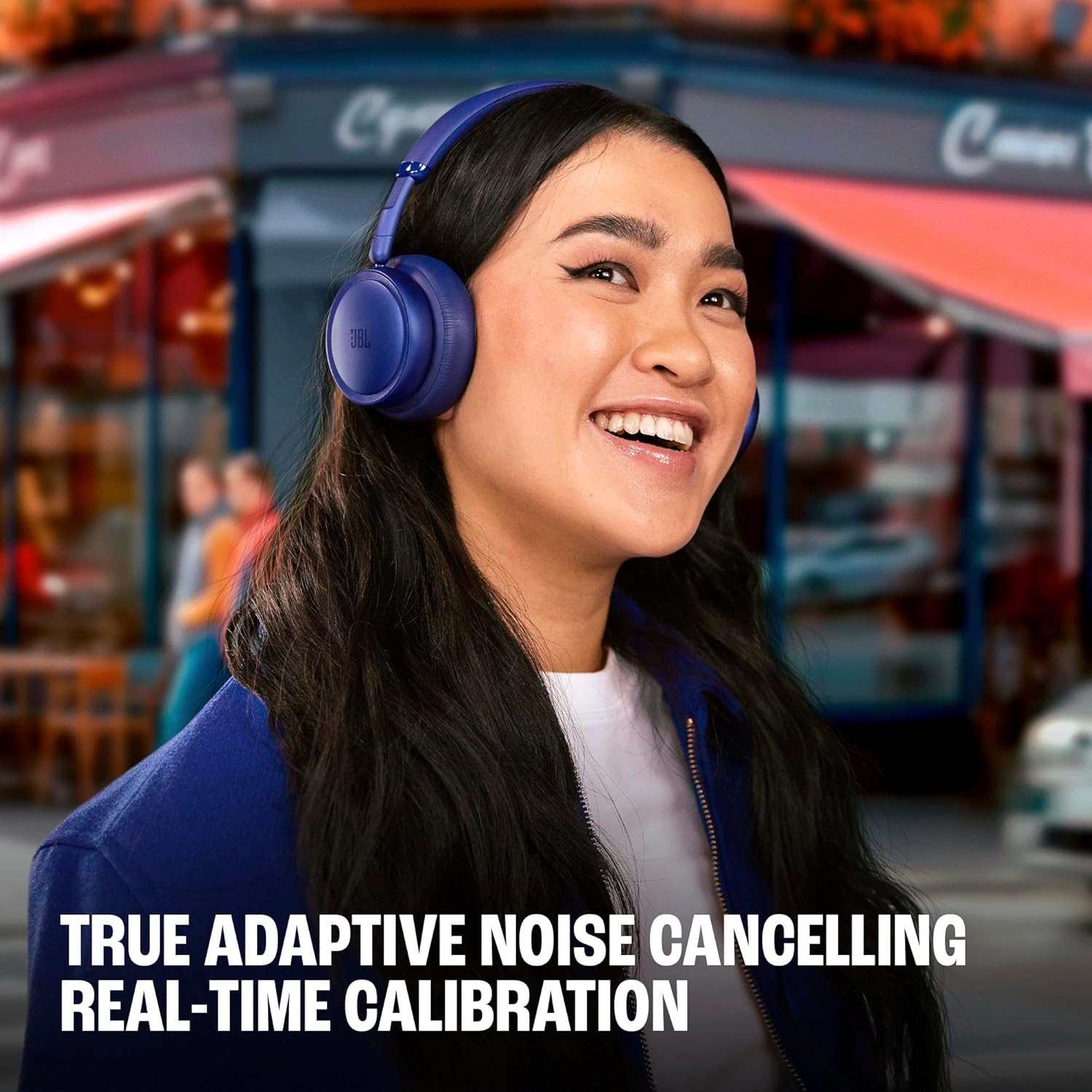 JBL Live 680NC - Wireless on-Ear True Adaptive Noise Cancelling Headphones, JBL Signature Sound with Hi-Res Audio, 2-mic Perfect Calls 2.0 with AI-Trained Algorithm, & Personi-Fi 3.0 (White)