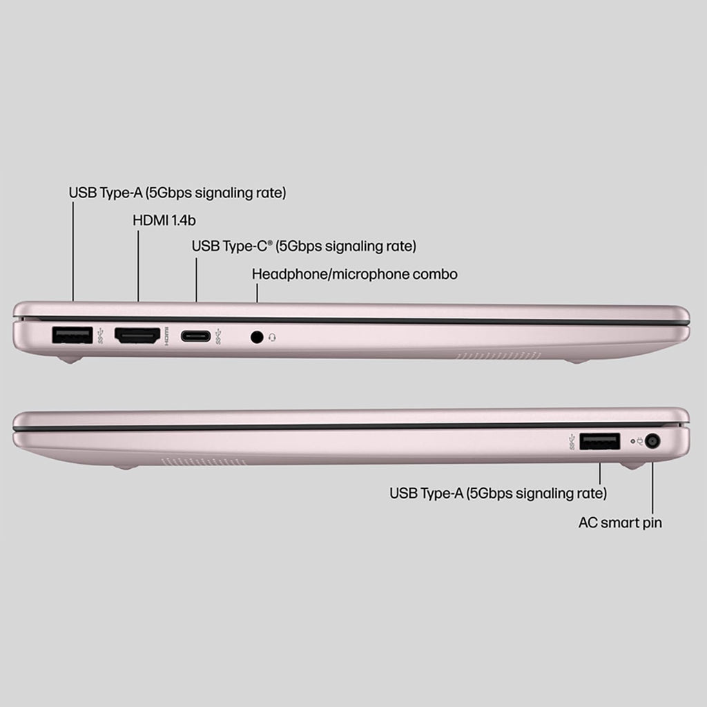 HP Essential Laptop Computer for Student Daily Study, Microsoft Office 365, Intel N150, 4GB RAM, 128GB Storage, Long Battery Life & Fast Charging, Windows 11 Home, Type-C Hub, Tranquil Pink