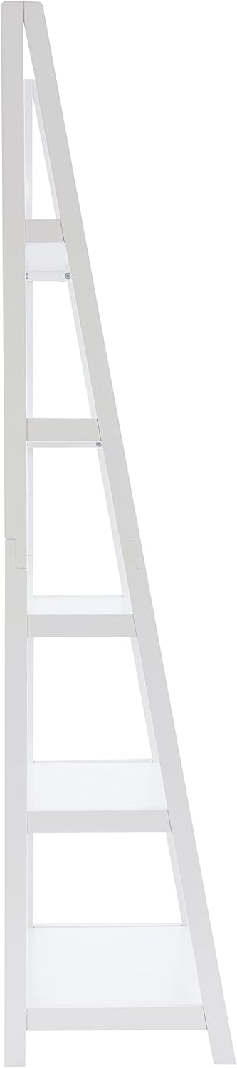 Melissa White Mid Century Five Shelf Ladder Bookcase by Linon