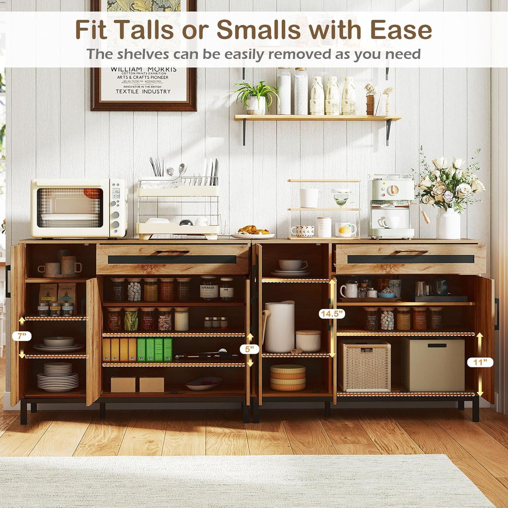 Giantex 48" Buffet Cabinet with Storage, 3-Door Large Farmhouse Sideboard with Drawer, Removable Shelves, Accent Buffet Table for Entryway Coffee Bar, Kitchen, Entryway, Living Room