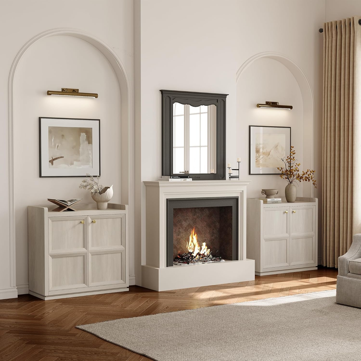 SICOTAS Buffet Cabinet with Storage 101" Sideboard Accent Storage Cabinet for Bedroom Dining Room Living Room Entryway with Doors & Shelves Modern Buffet Table with Golden Handle Credenza Side Board