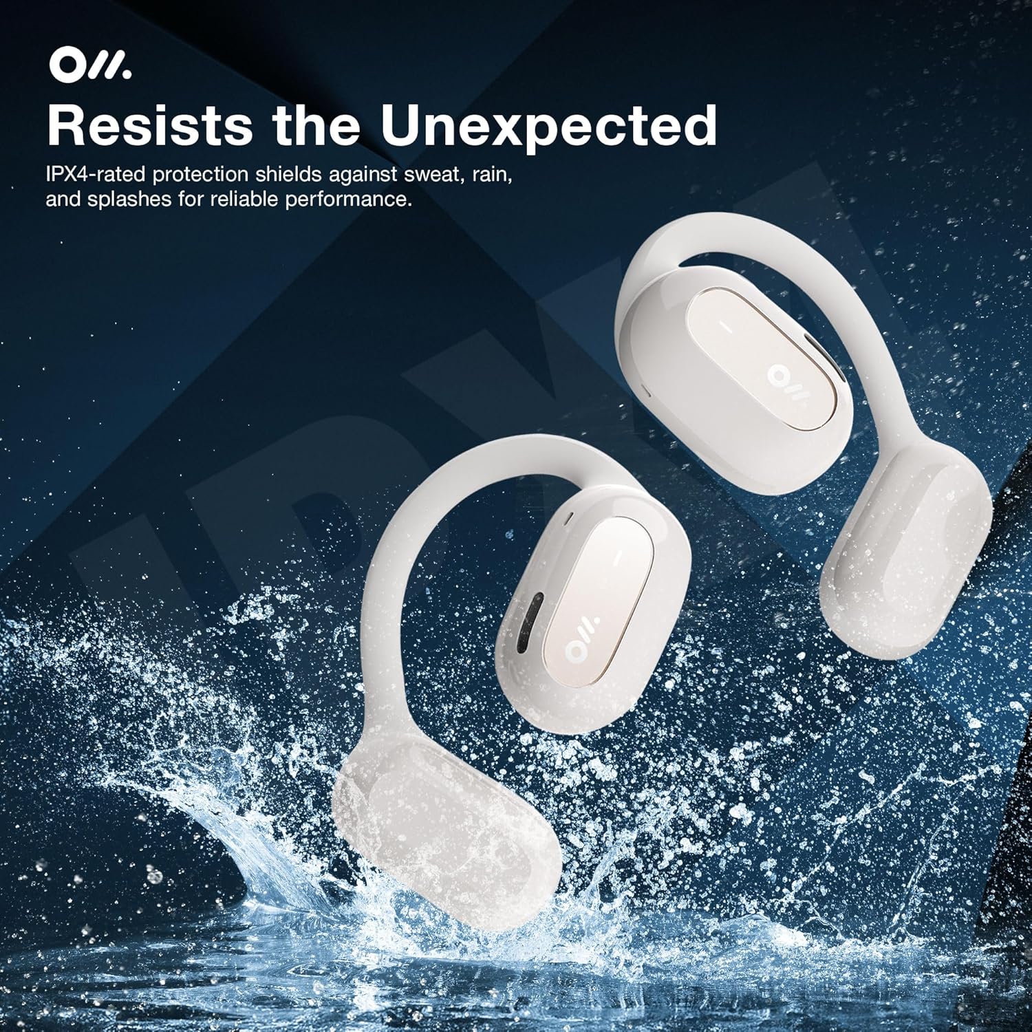 Oladance OWS2 Open Ear Wireless Headphones, Memory Titanium Frame, Virtual Bass 2.0, 16.5mm Drivers, 19H Battery, IPX4 Waterproof, Touch Controls, Bluetooth 5.3, Multi-Point Pairing (White)