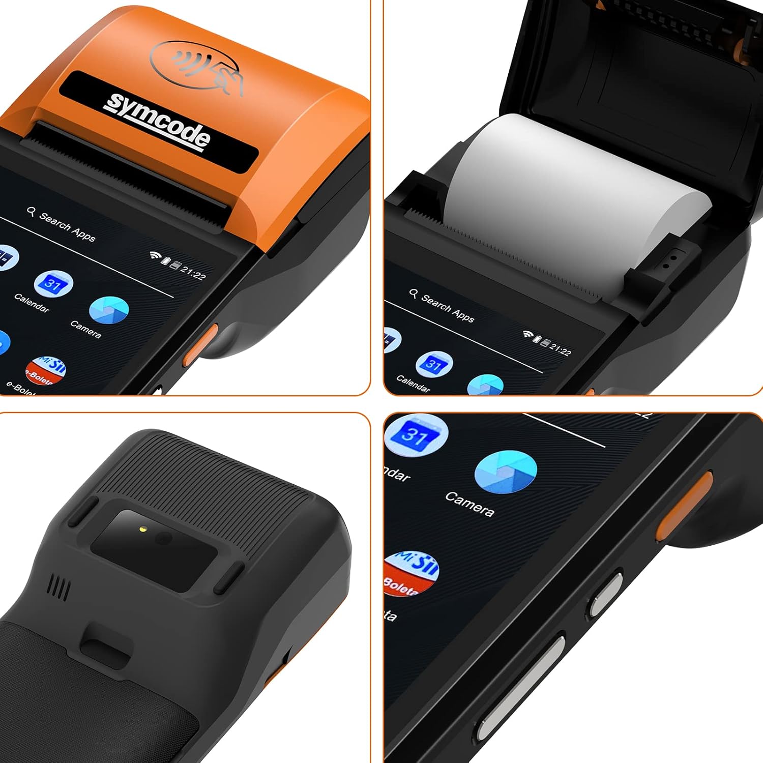 symcode Thermal POS Receipt Printer with Android 8.1 OS 5.5" Touch Screen Terminal Handheld PDA Printer, Support Wi-Fi Bluetooth, Support Loyverse, Kyte, iReap, Built-in Google Play