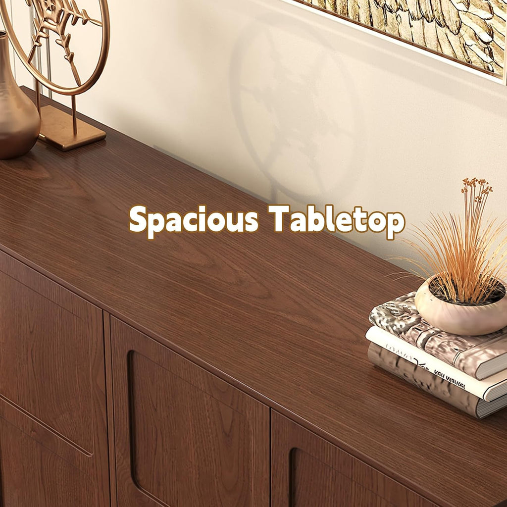 ARTPOWER Sideboard Buffet Cabinet with Storage, 58'' Mid-Century Modern Storage Cabinet with 4 Doors and Adjustable Shelves, Accent Style Sideboard for Entryway, Dining Room, Living Room, Brown