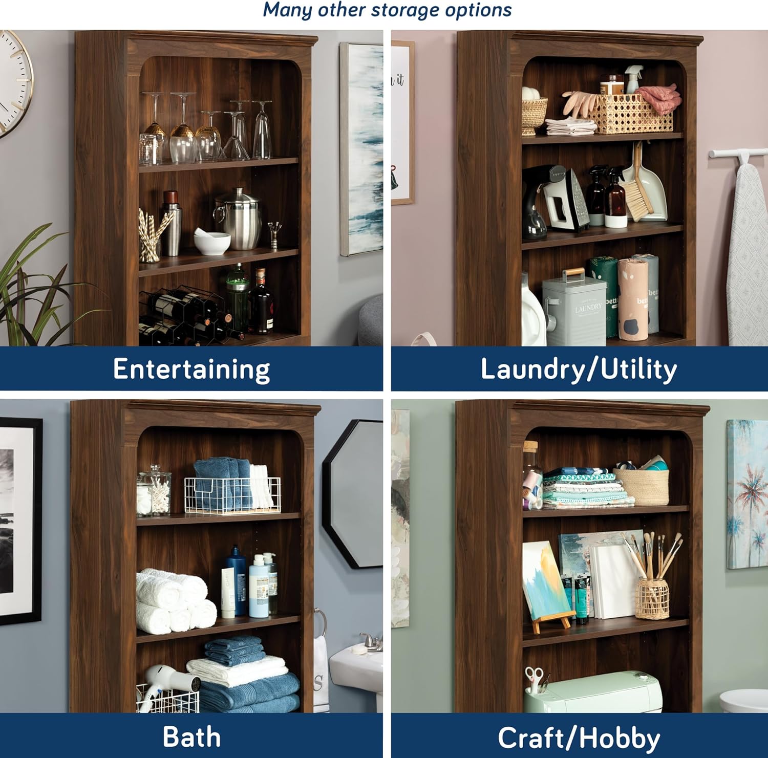 Sauder Select 5-Shelf Bookcase, in a Grand Walnut Finish