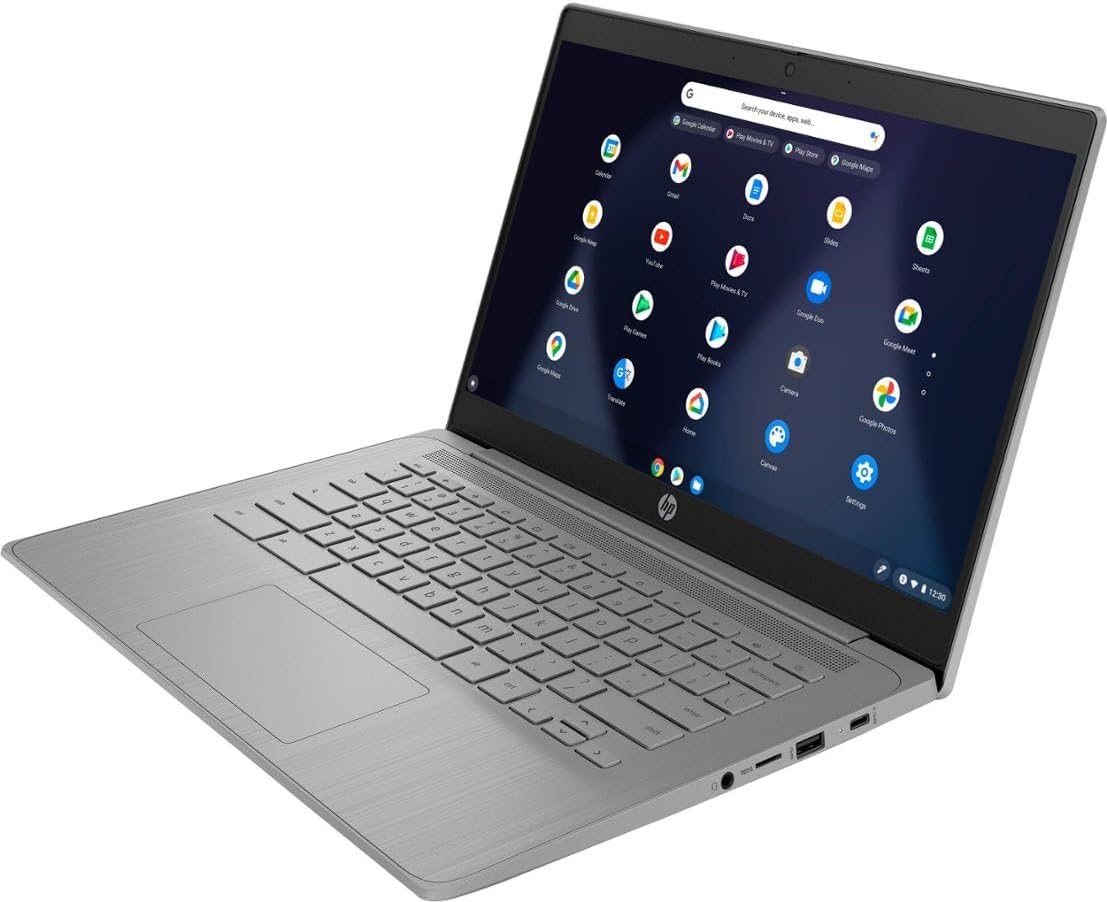 HP 2023 Chromebook Laptop, 14 Inch Display, Intel Celeron N4120 Processor, 4GB RAM, 64GB eMMC, Intel UHD Graphics 600, WiFi, Bluetooth, Chrome OS, Modern Gray